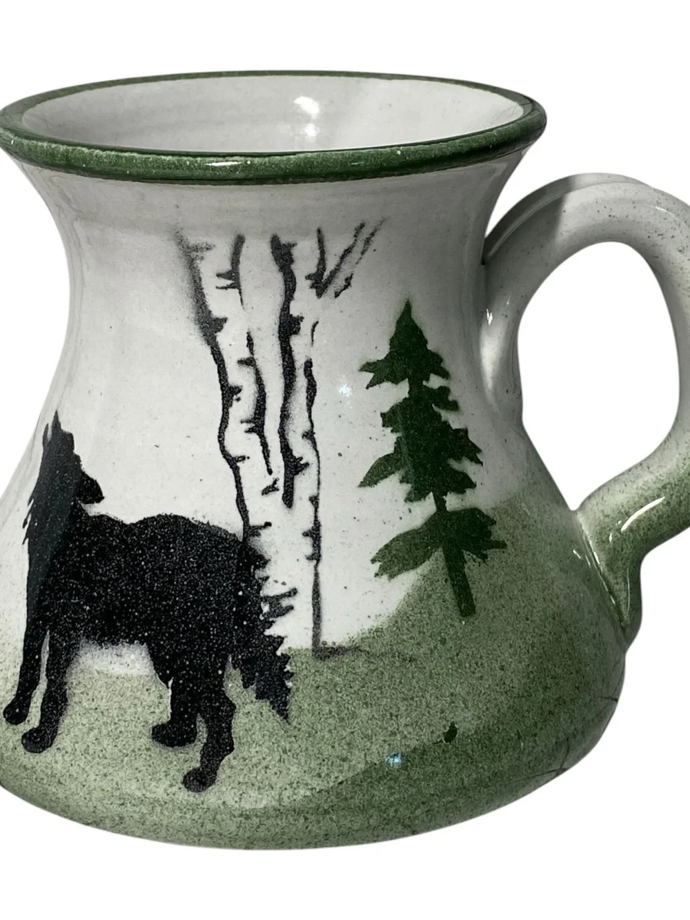 Vintage Travel Wolf Coffee Mug Cup Stoneware Specialties Mountains Trees Forest